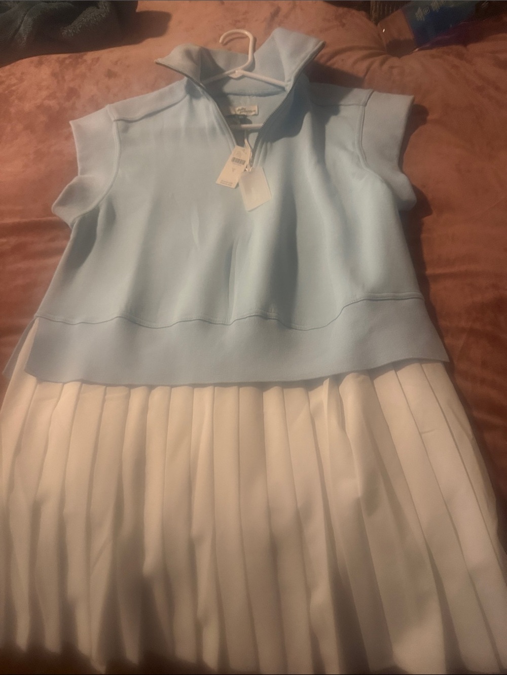 NWT Daily Practice Light Blue and White Pleated “tennis” Dress - Sm.
